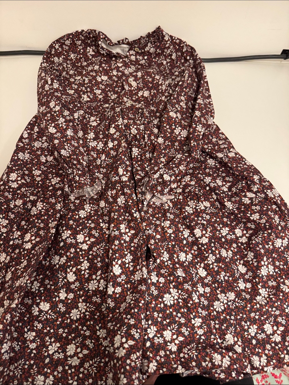 Girls' Casual Floral Dress in Maroon